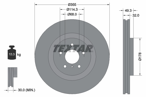 Тормозной диск TEXTAR 92199105