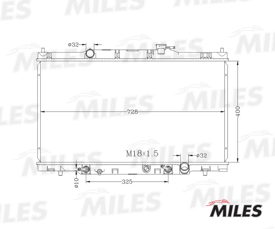 Радиатор охлаждение двигателя MILES ACRB211
