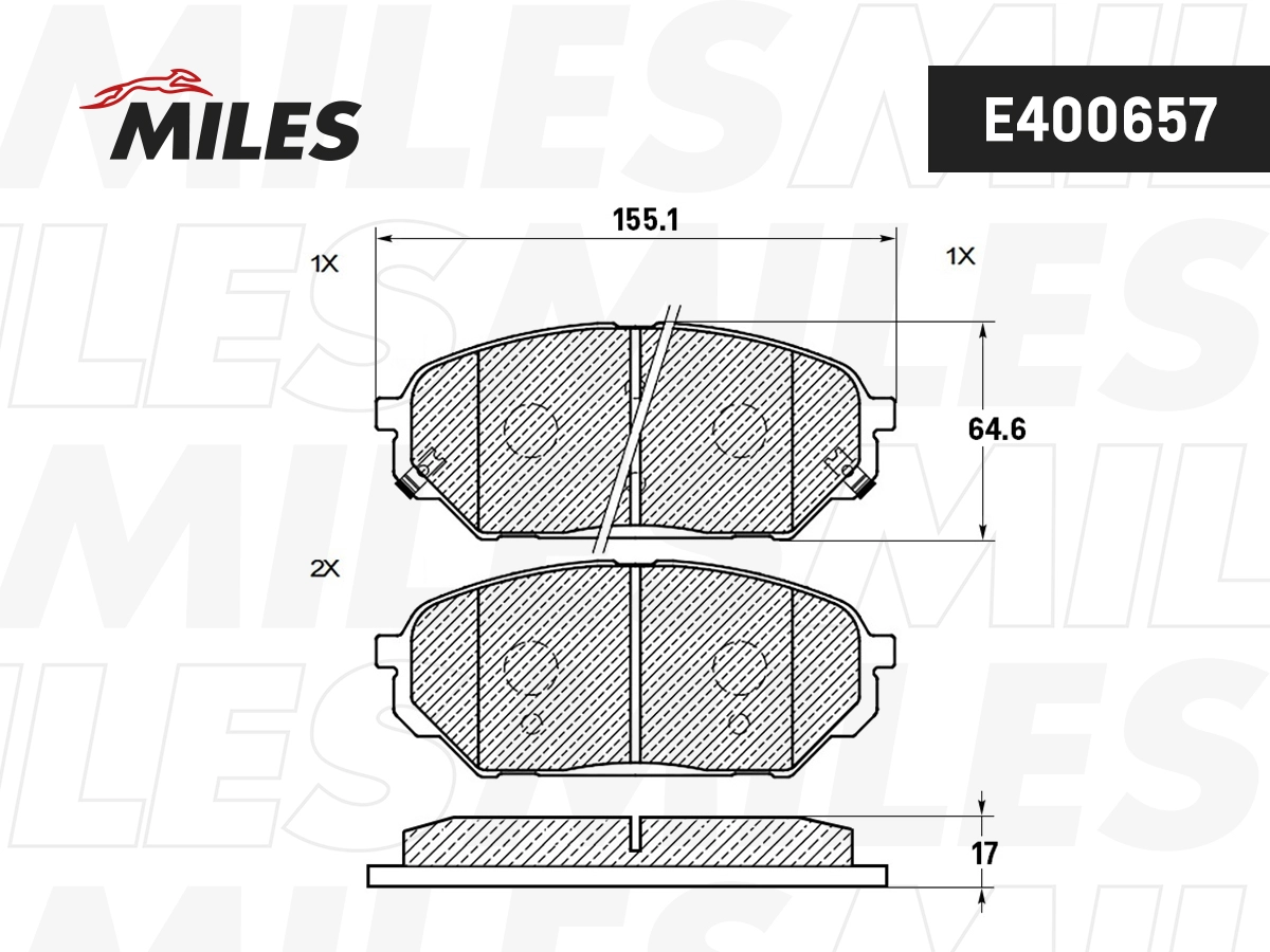 Комплект тормозных колодок дисковый тормоз MILES E400657