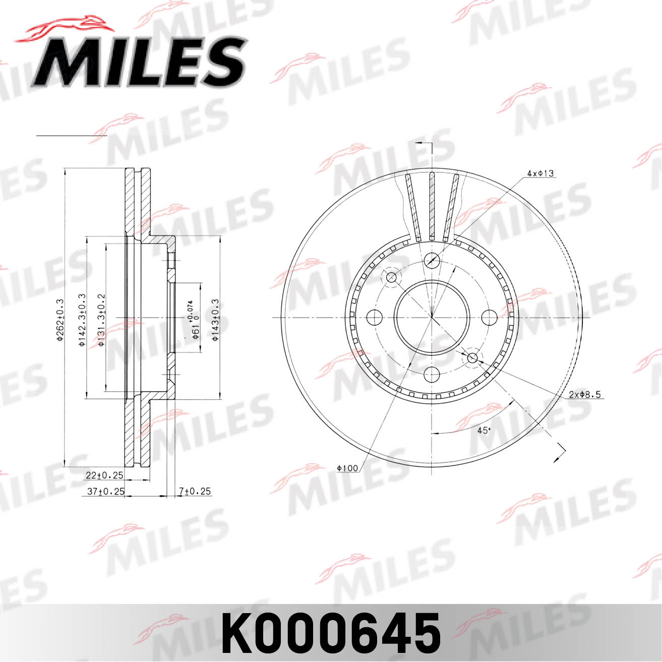Тормозной диск MILES K000645