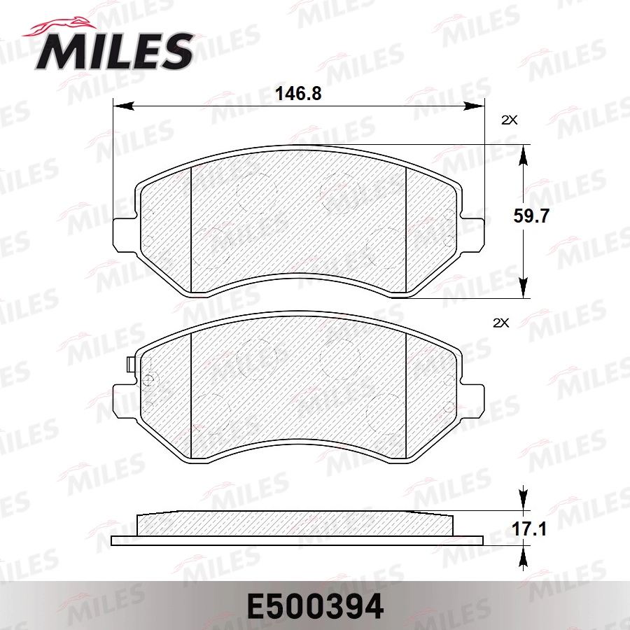 Комплект тормозных колодок дисковый тормоз MILES E500394