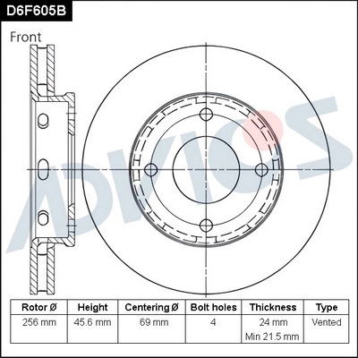 Тормозной диск ADVICS D6F605B