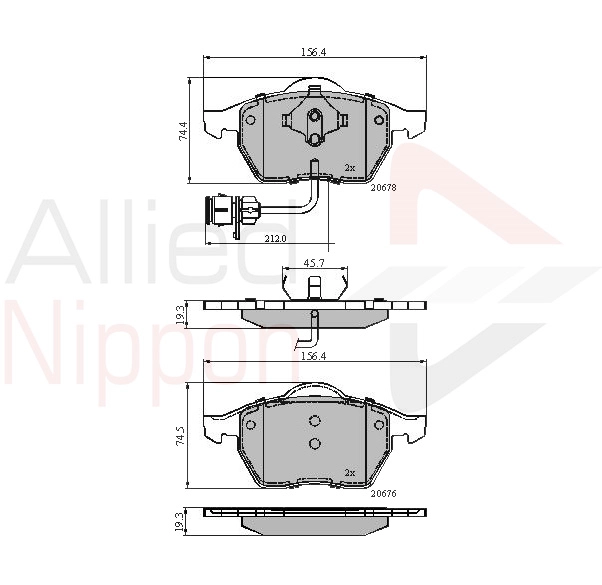 Комплект тормозных колодок дисковый тормоз ALLIED NIPPON ADB1715