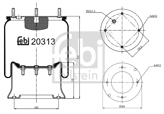 Кожух пневматической рессоры FEBI BILSTEIN 20313