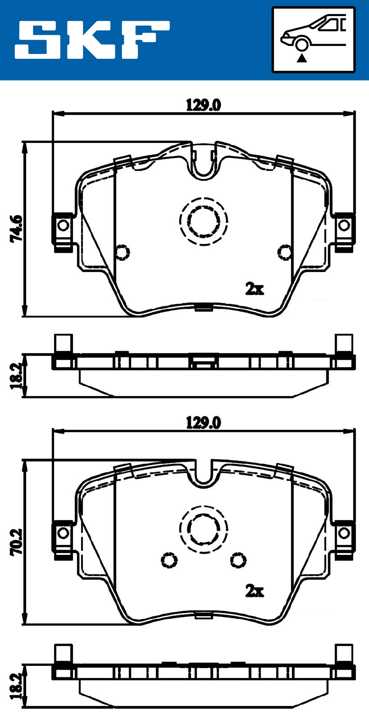 Комплект тормозных колодок дисковый тормоз SKF VKBP 80132