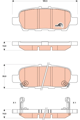 Комплект тормозных колодок дисковый тормоз TRW GDB3508AT