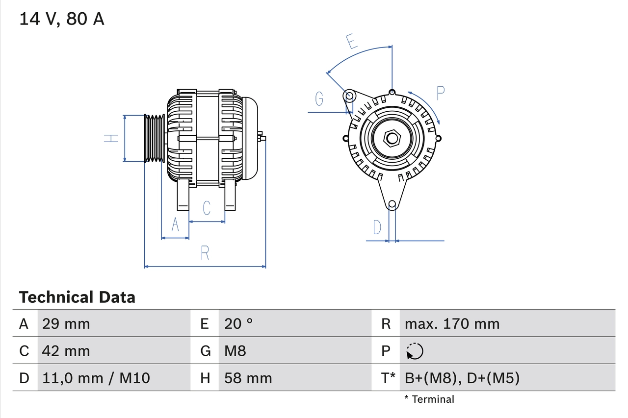 Генератор BOSCH 0 986 081 000