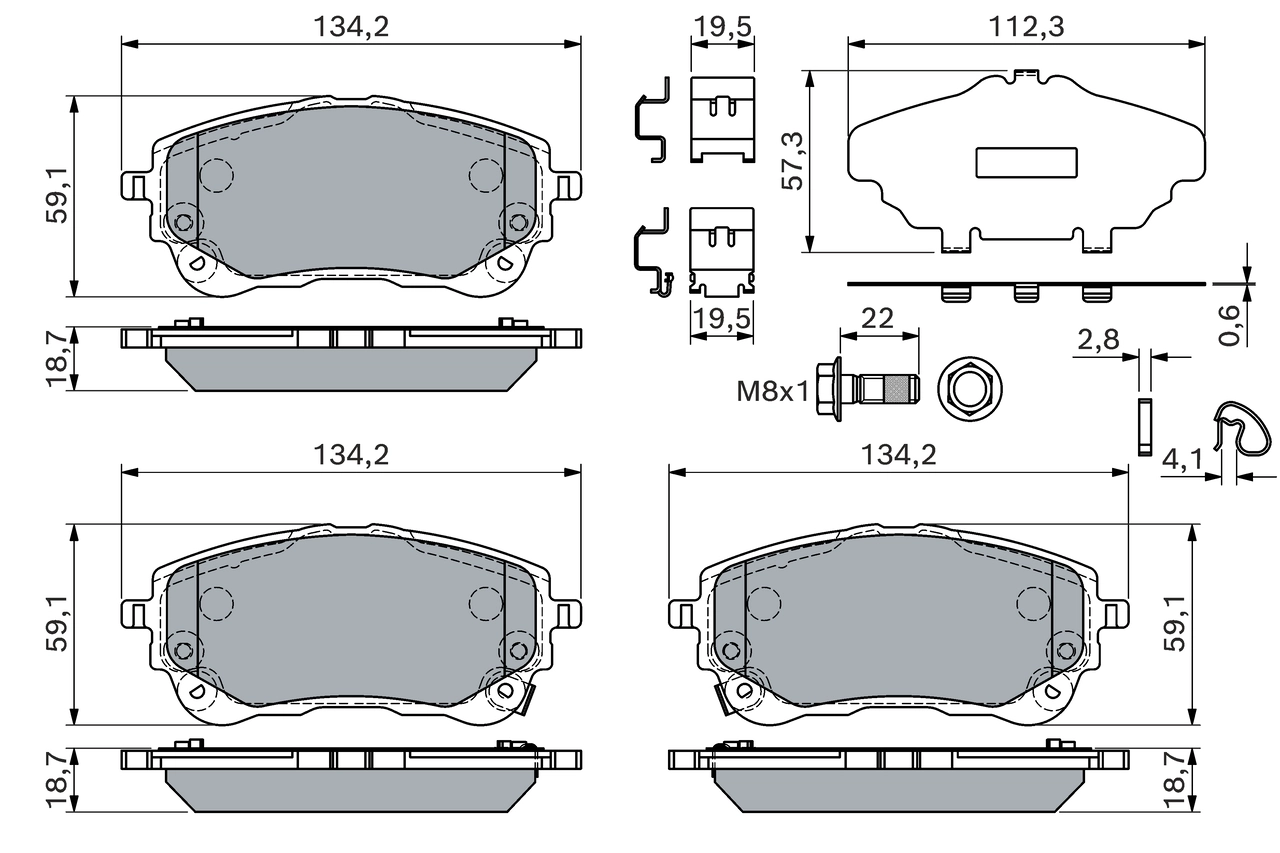 Комплект тормозных колодок дисковый тормоз BOSCH 0 986 460 149
