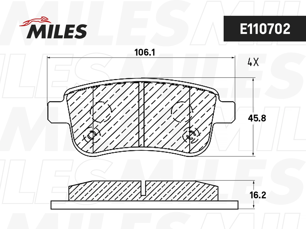 Комплект тормозных колодок дисковый тормоз MILES E110702
