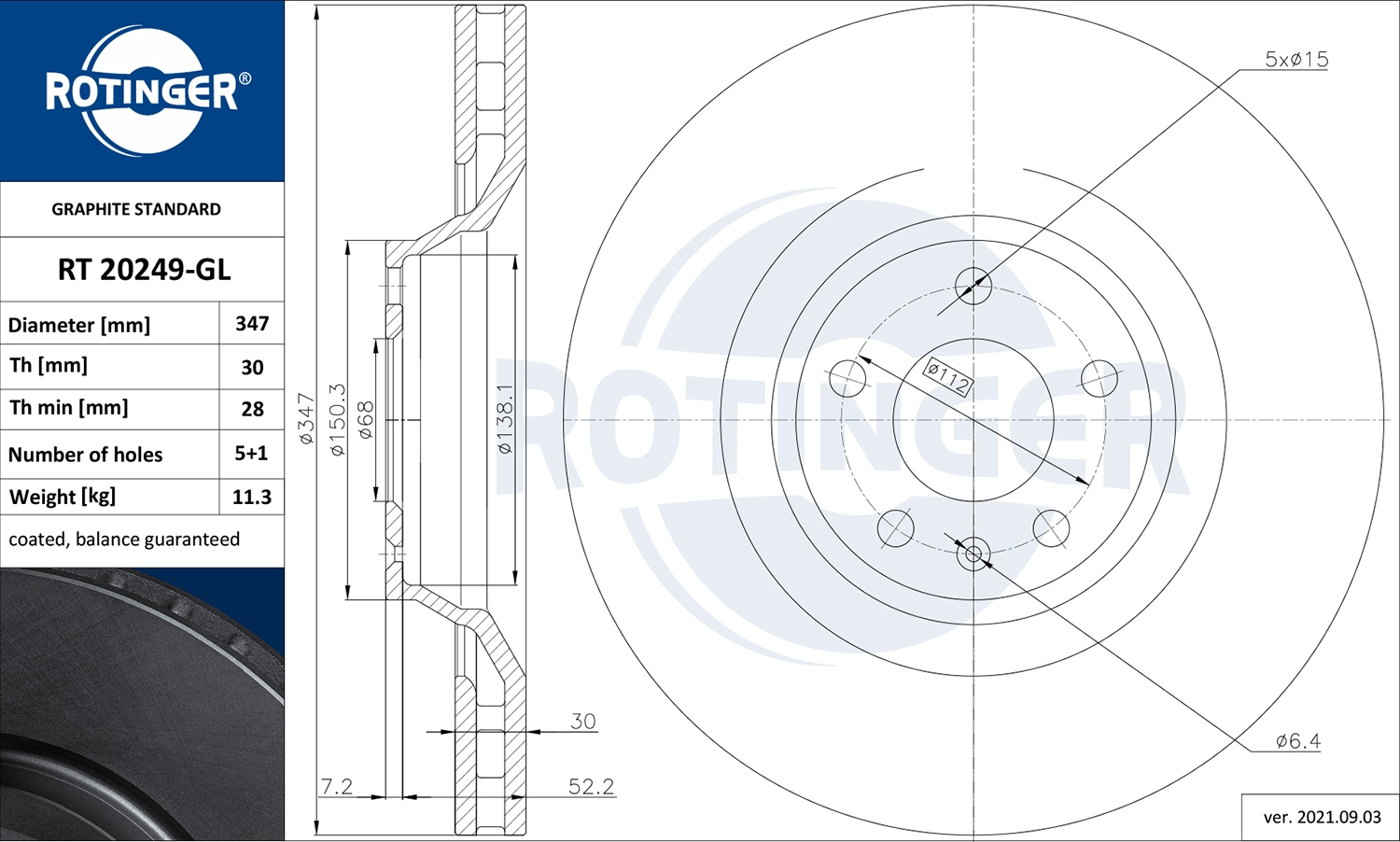 Тормозной диск ROTINGER RT 20249-GL