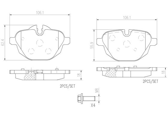 Комплект тормозных колодок дисковый тормоз BREMBO P06064N