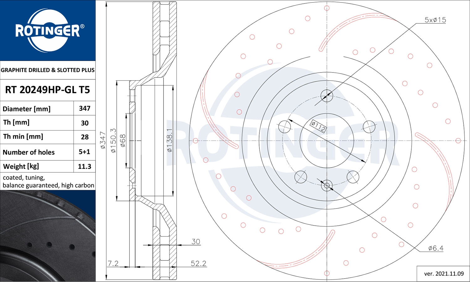 Тормозной диск ROTINGER RT 20249HP-GL T5