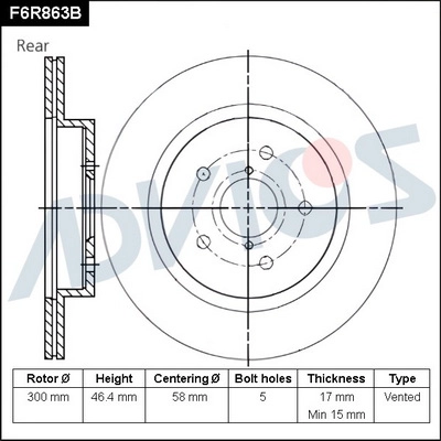 Тормозной диск ADVICS F6R863B