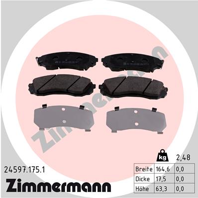 Комплект тормозных колодок дисковый тормоз ZIMMERMANN 24597.175.1