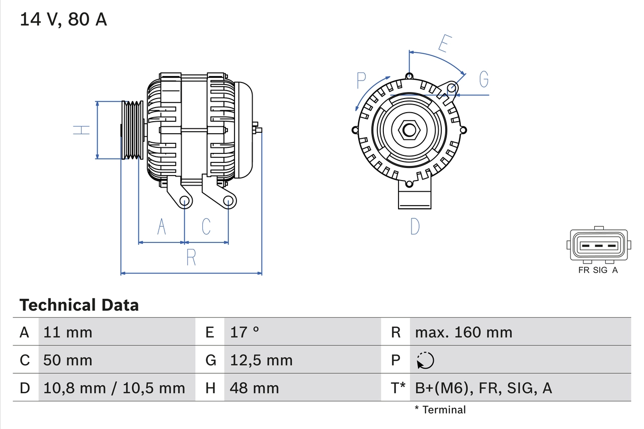 Генератор BOSCH 0 986 044 701