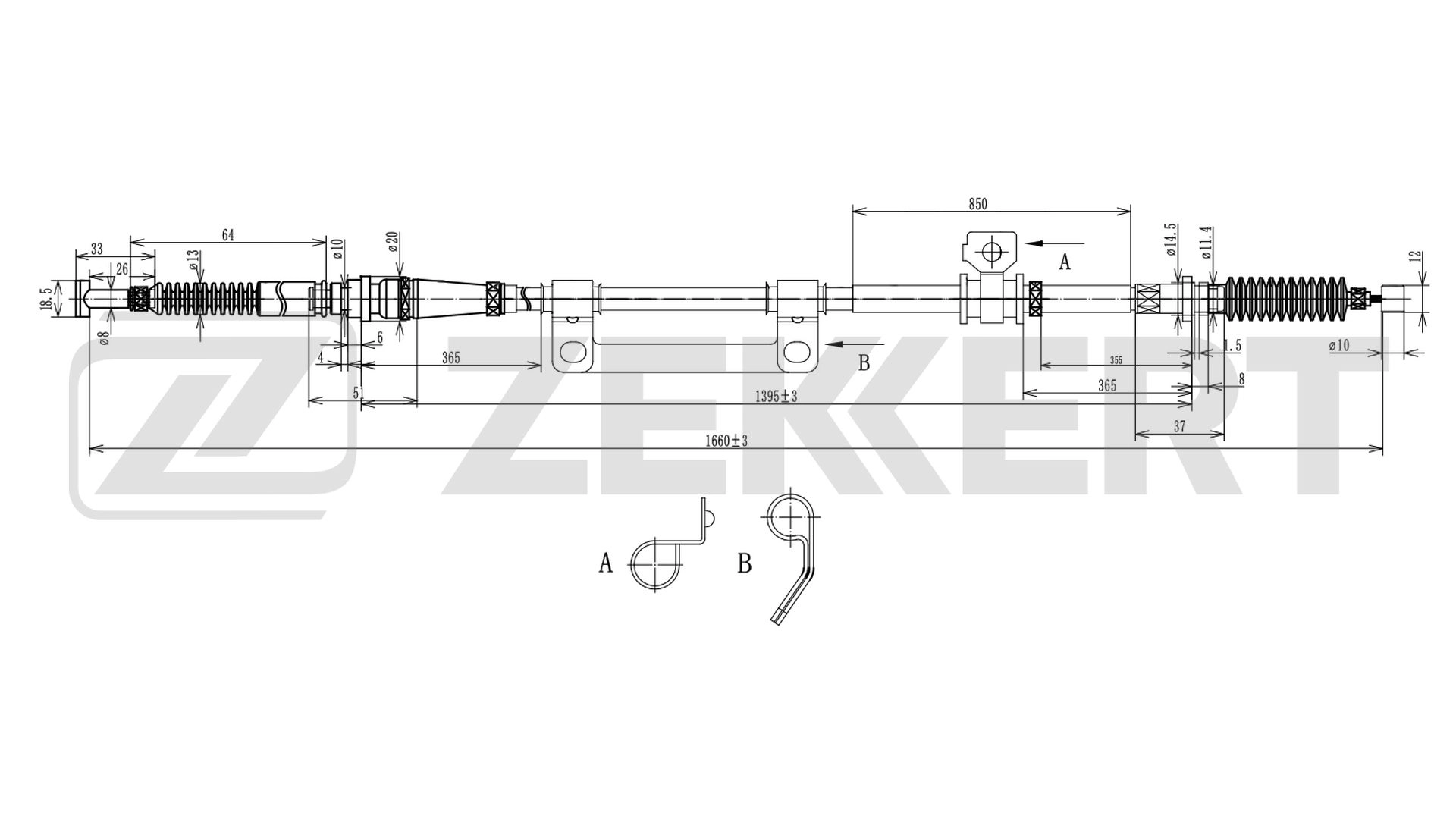 Тросик cтояночный тормоз ZEKKERT BZ-1028