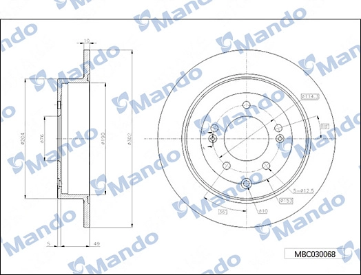Тормозной диск MANDO MBC030068