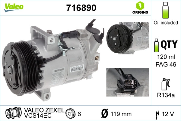 Компрессор кондиционер VALEO 716890