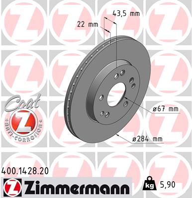 Тормозной диск ZIMMERMANN 400.1428.20