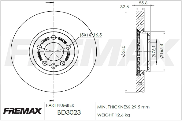Тормозной диск FREMAX BD-3023