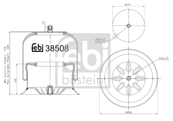 Кожух пневматической рессоры FEBI BILSTEIN 38508