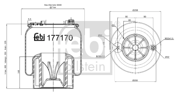 Кожух пневматической рессоры FEBI BILSTEIN 177170