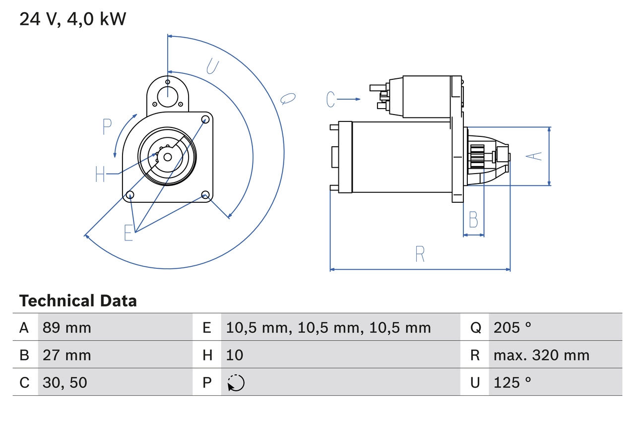 Стартер BOSCH 0 986 021 190