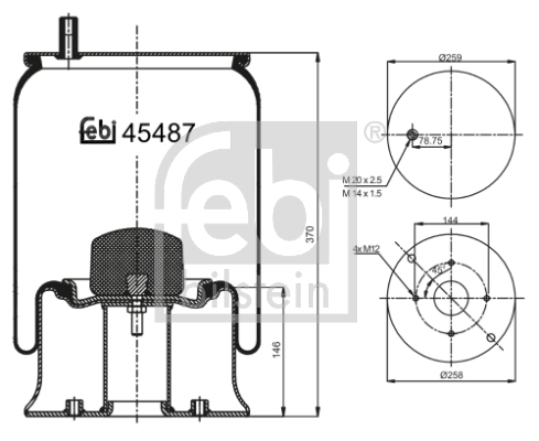 Кожух пневматической рессоры FEBI BILSTEIN 45487
