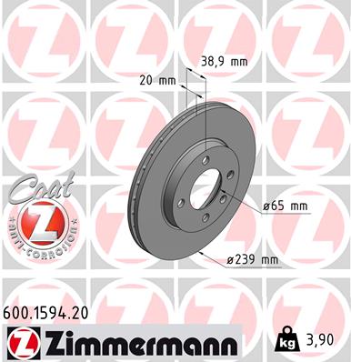 Тормозной диск ZIMMERMANN 600.1594.20
