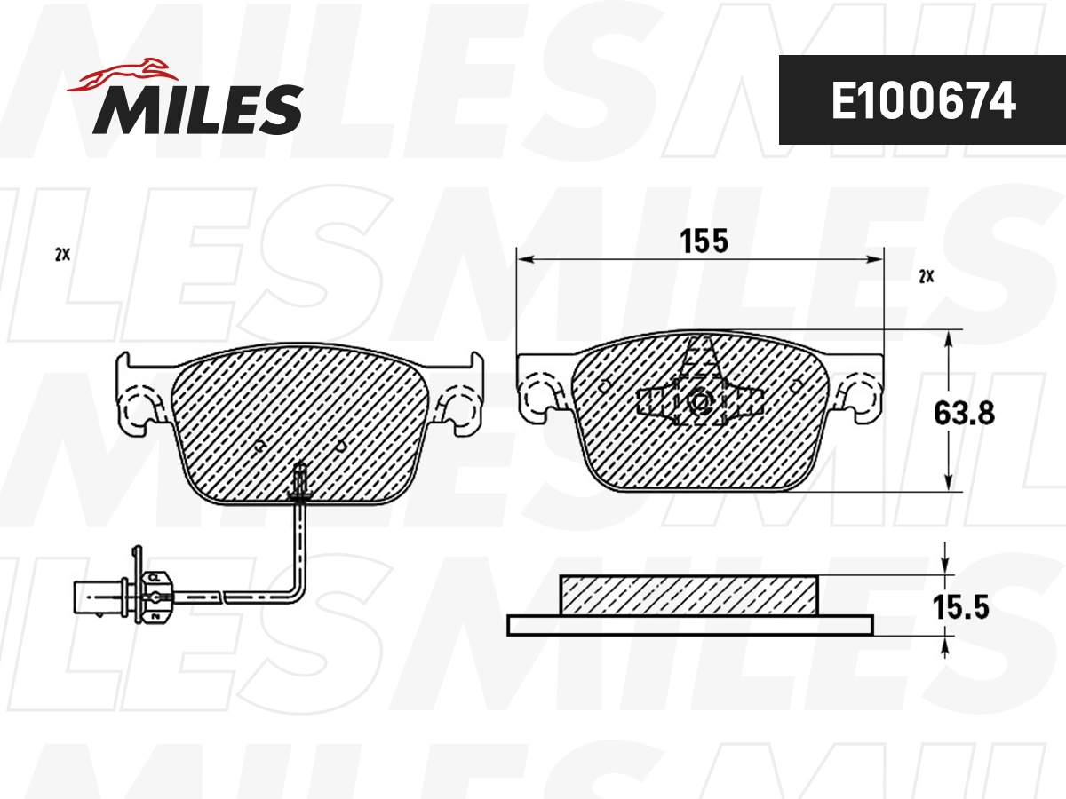 Комплект тормозных колодок дисковый тормоз MILES E100674