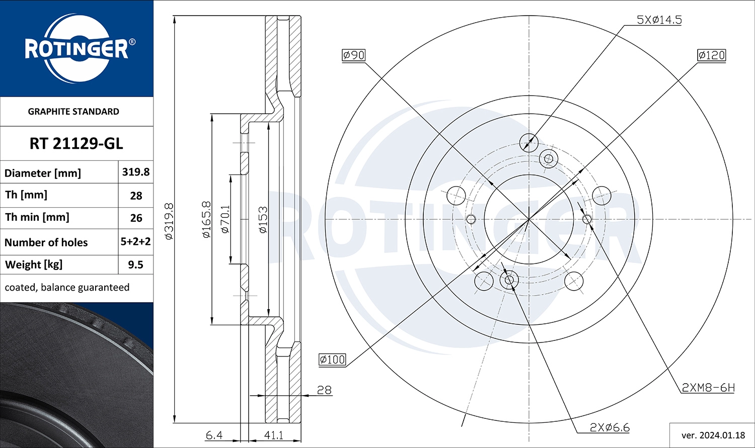 Тормозной диск ROTINGER RT 21129-GL