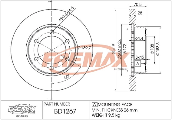 Тормозной диск FREMAX BD-1267