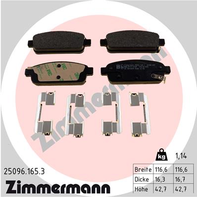 Комплект тормозных колодок дисковый тормоз ZIMMERMANN 25096.165.3