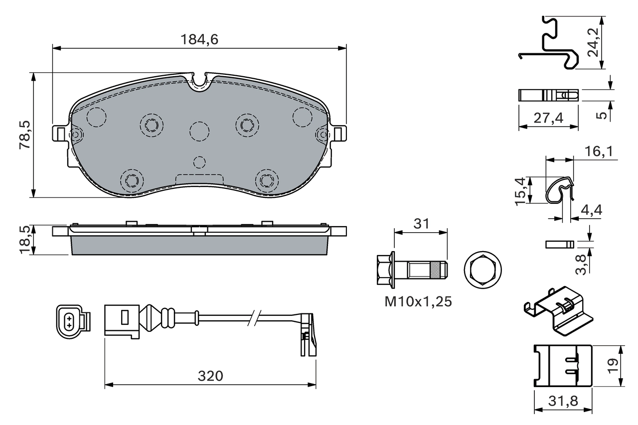 Комплект тормозных колодок дисковый тормоз BOSCH 0 986 460 178