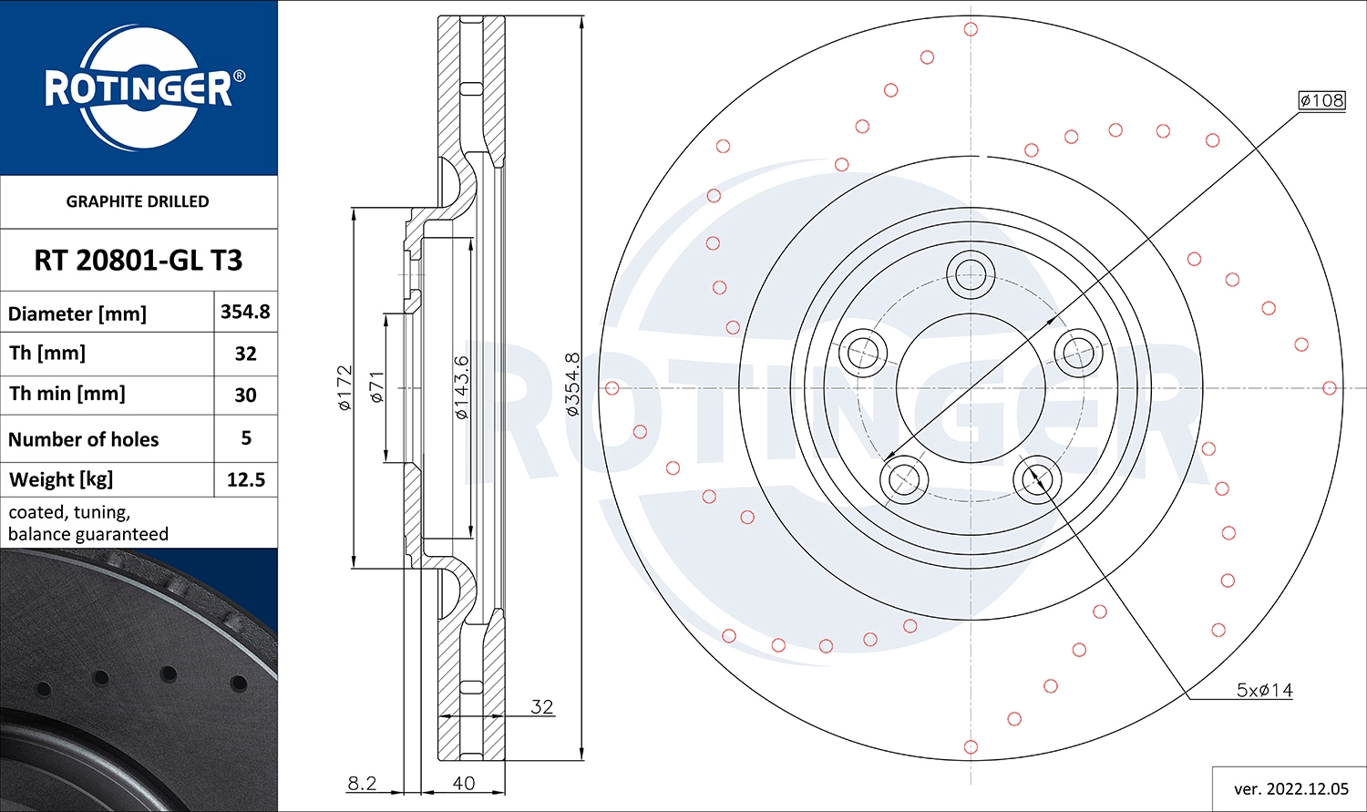 Тормозной диск ROTINGER RT 20801-GL T3