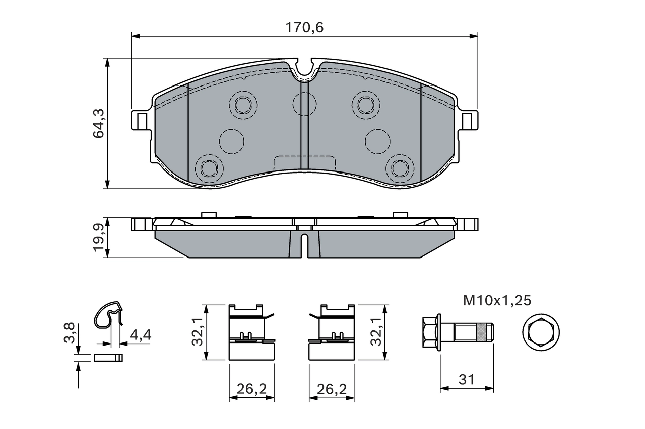 Комплект тормозных колодок дисковый тормоз BOSCH 0 986 460 115