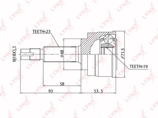 Шарнирный комплект приводной вал LYNXAUTO CO-5715