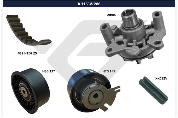 Водяной насос + комплект зубчатого ремня HUTCHINSON KH 153WP86