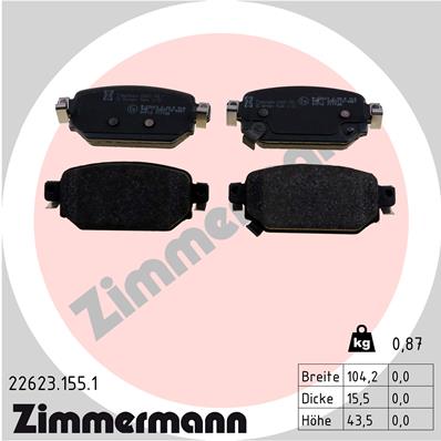 Комплект тормозных колодок дисковый тормоз ZIMMERMANN 22623.155.1