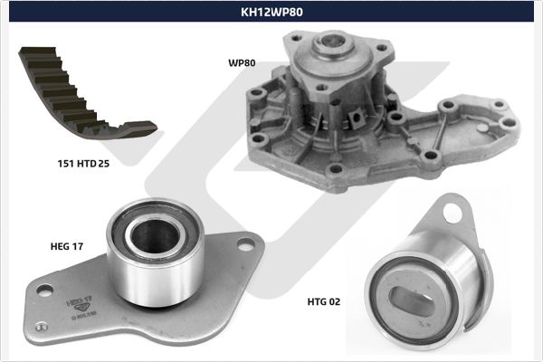 Водяной насос + комплект зубчатого ремня HUTCHINSON KH 12WP80