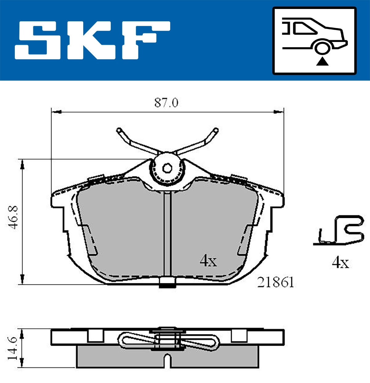 Комплект тормозных колодок дисковый тормоз SKF VKBP 90160 A
