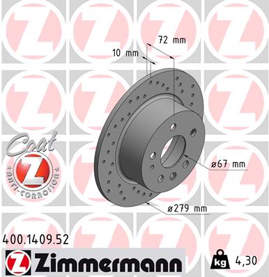 Тормозной диск ZIMMERMANN 400.1409.52