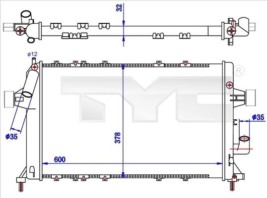 Радиатор охлаждение двигателя TYC 725-0039-R