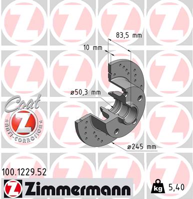 Тормозной диск ZIMMERMANN 100.1229.52