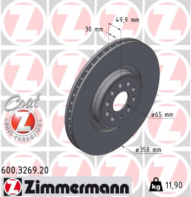Тормозной диск ZIMMERMANN 600.3269.20