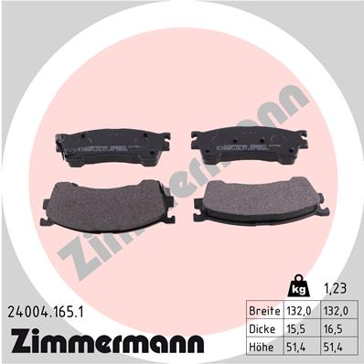 Комплект тормозных колодок дисковый тормоз ZIMMERMANN 24004.165.1