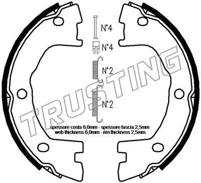 Комплект тормозных колодок стояночная тормозная система TRUSTING 034120K