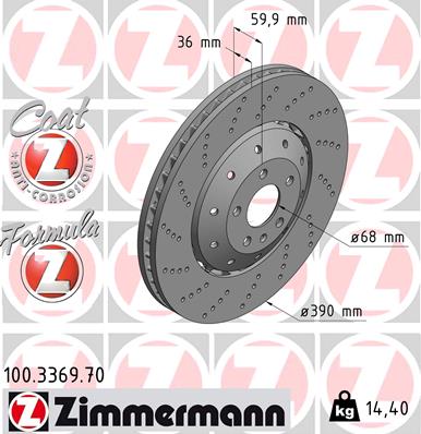 Тормозной диск ZIMMERMANN 100.3369.70
