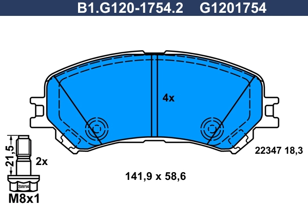 Комплект тормозных колодок дисковый тормоз GALFER B1.G120-1754.2
