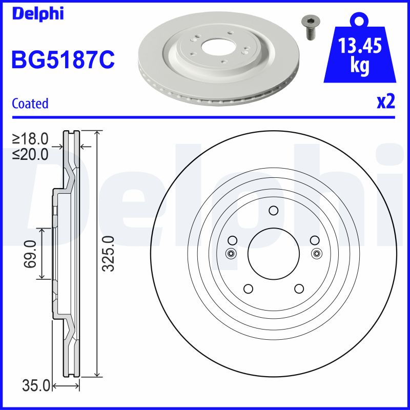 Тормозной диск DELPHI BG5187C
